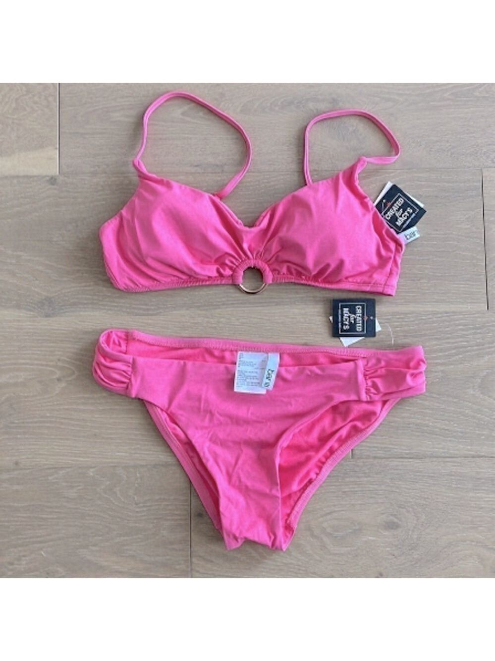 Nwt Bar III Sunset Solids Ring Bralette Two Piece Swimsuit